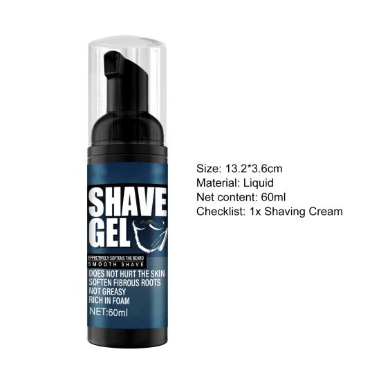 Натуральная мужская пена для бритья, 60 мл, нежная текстура, нежный крем для очистки бороды