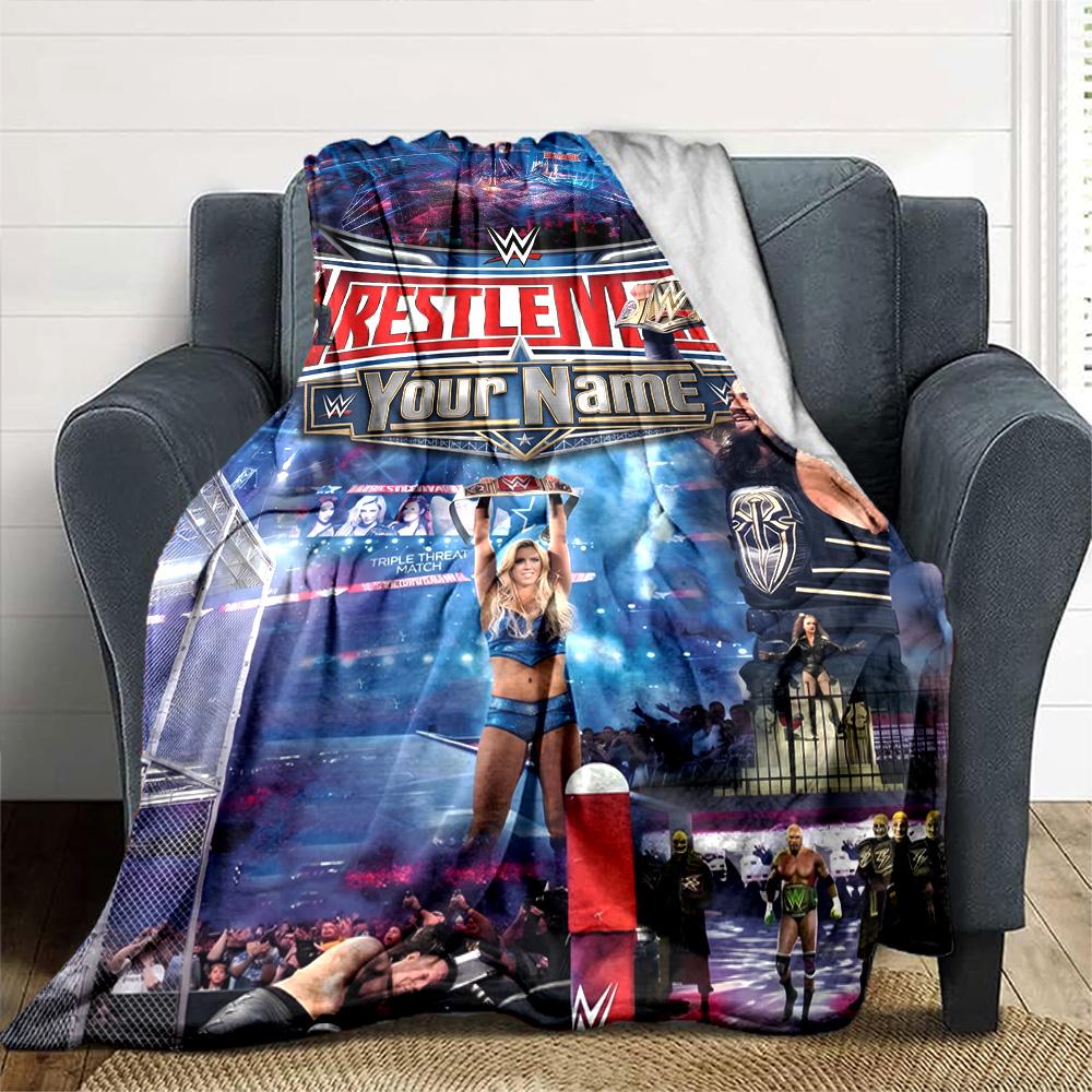 Wrestlemania Personalized Text Blanket Cozy Personalized Blanket Soft & Cozy Versatile for Living Room Nap Home Decor Office Chair All-Season Use