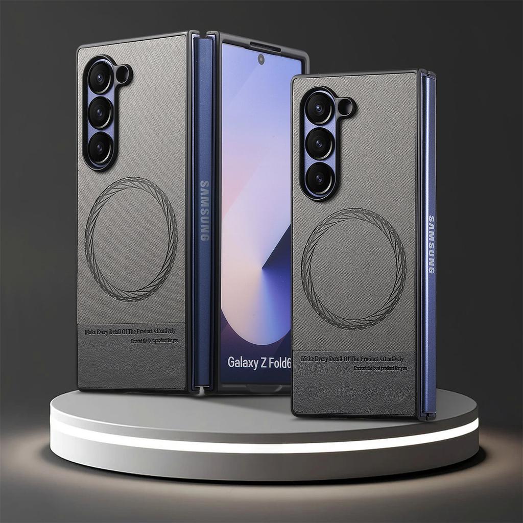 Применимо к чехлу для мобильного телефона Samsung Z Fold7/6 5/4/3 с магнитной сумкой для карт и подставкой 2 в 1, защитный кожаный чехол для складного экрана