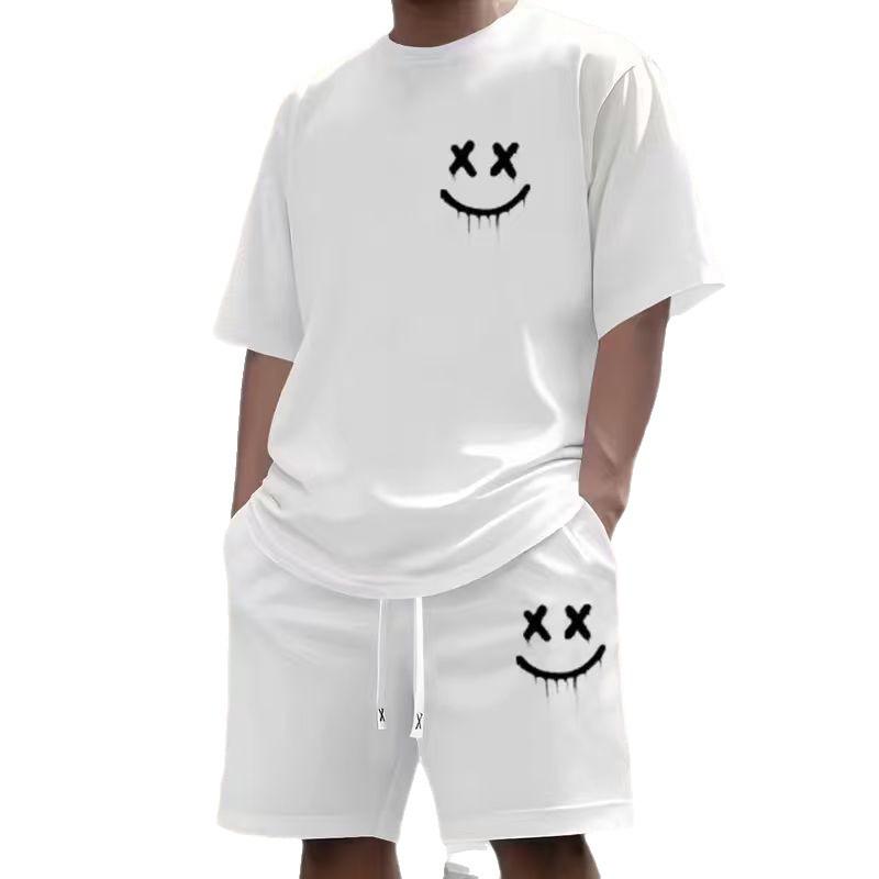 Smiley Face Print Two-Piece Set: 2026 Short-Sleeved T-Shirt & Shorts - Casual Sportswear in Stock