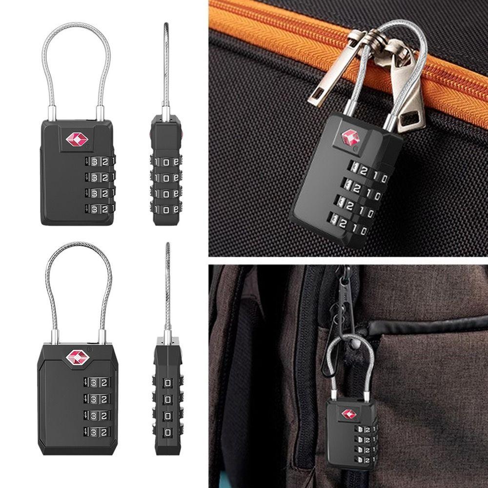 Zinc Alloy 4 Digit Combination Lock TSA Wire Rope Padlock New Customs Password Lock Travel
