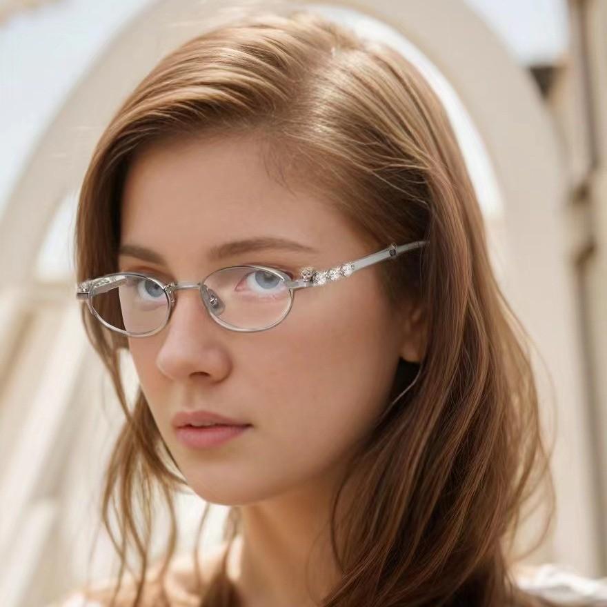 Модные винтажные солнцезащитные очки в стиле Y2K со стразами и защитой от синего света