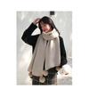 Scarf Winter New Korean Version Baiqiu Winter Solid Color Student White Hanging Ball Knitted Wool Winter Girl Scarf