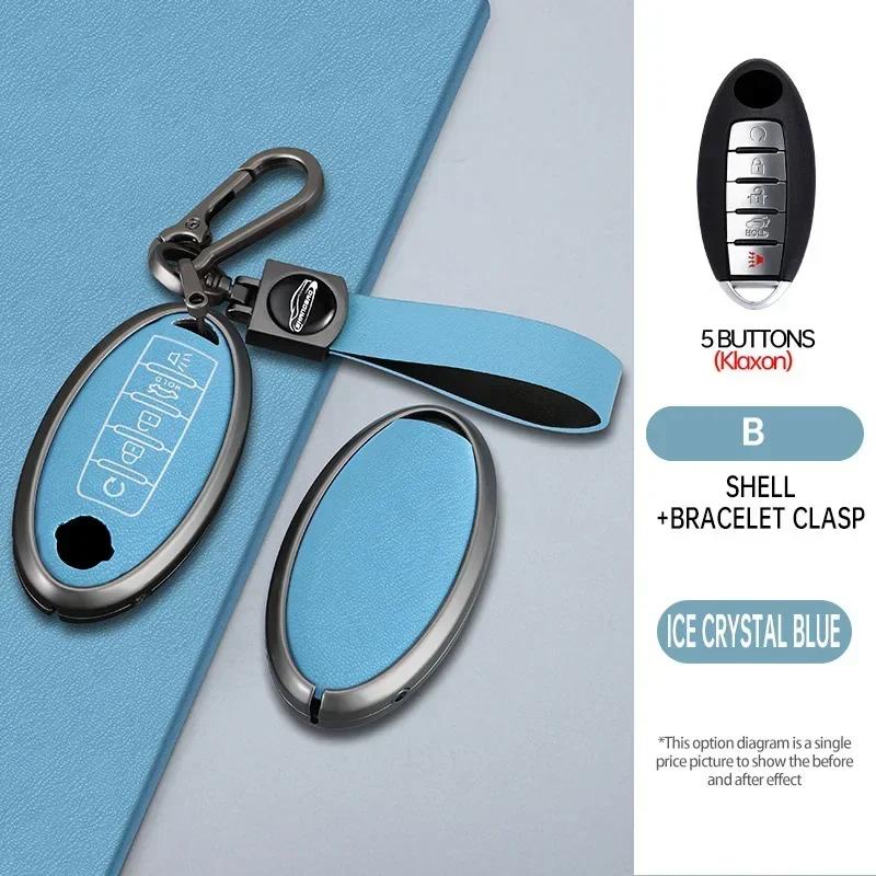 Alloy Key Case For Nissan Tiida Qashqai J11 J10 Micra Kicks Altima X-Trail Fuga Navara Leaf Note Sentra Murano Car Key Cover