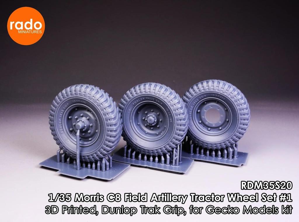 Rad Miniature British Morris C8 Field Artillery Tractor Weight Deformation Tire Set Dunlop Tire 3D Printed 5 Pieces Gecko Plastic Model Parts RDM35S20