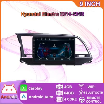 Беспроводное автомобильное радио Carplay для Hyundai Elantra 2016-2018 Android мультимедийный видеоплеер GPS-навигация WIFI 4 + 64 ГБ