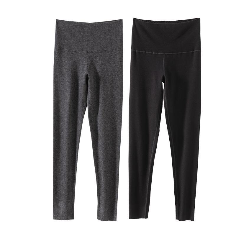 Women's Silk-Protein High Waist Velvet Pants, Black/Gray 2-Piece: Vertical Striped, Warm for Autumn/Winter