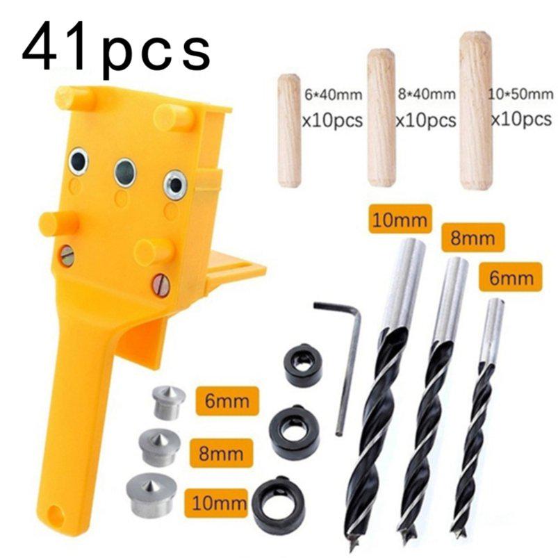 Hole Puncher Woodworking Dowel Jig Drill Handheld Woodwork Tool 1/8/38/41Pcs