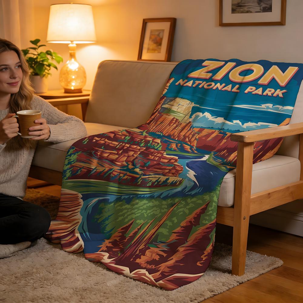 Zion National Park Throw High-Density Short Plush Blanket Soft For Sofa Air-Con Room.