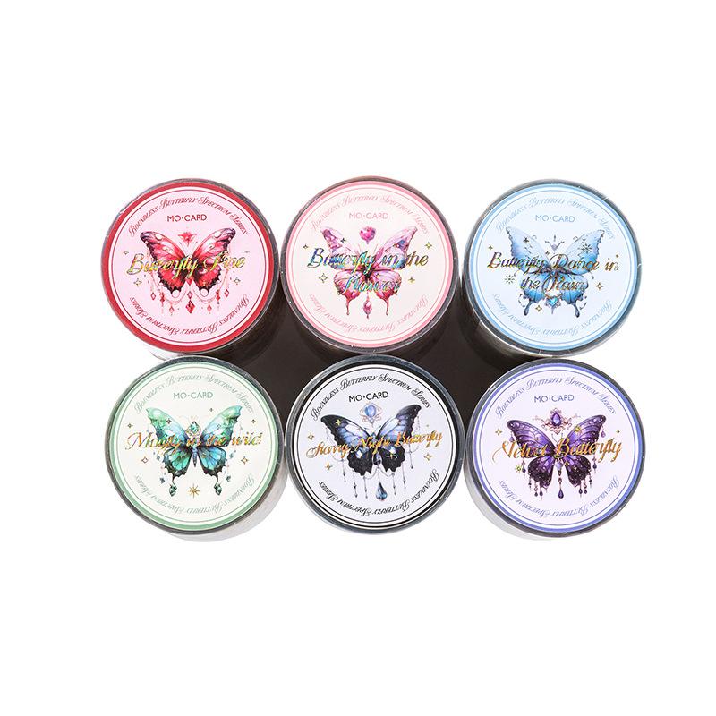 1roll/5x200cm Laser Color Butterfly PET Sticker Tape, Vivid Holographic Effect & No Residue, Ideal for Diary Deco Scrapbooking