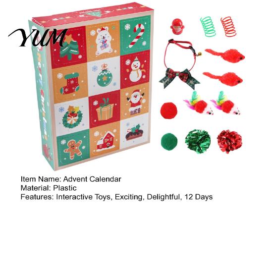 Festive Pet Gift for Cat Lovers Christmas Advent Calendar 2026, 12 Days Toys Set Countdown Cats with Interactive Mice, Balls, Plush Toys, Holiday