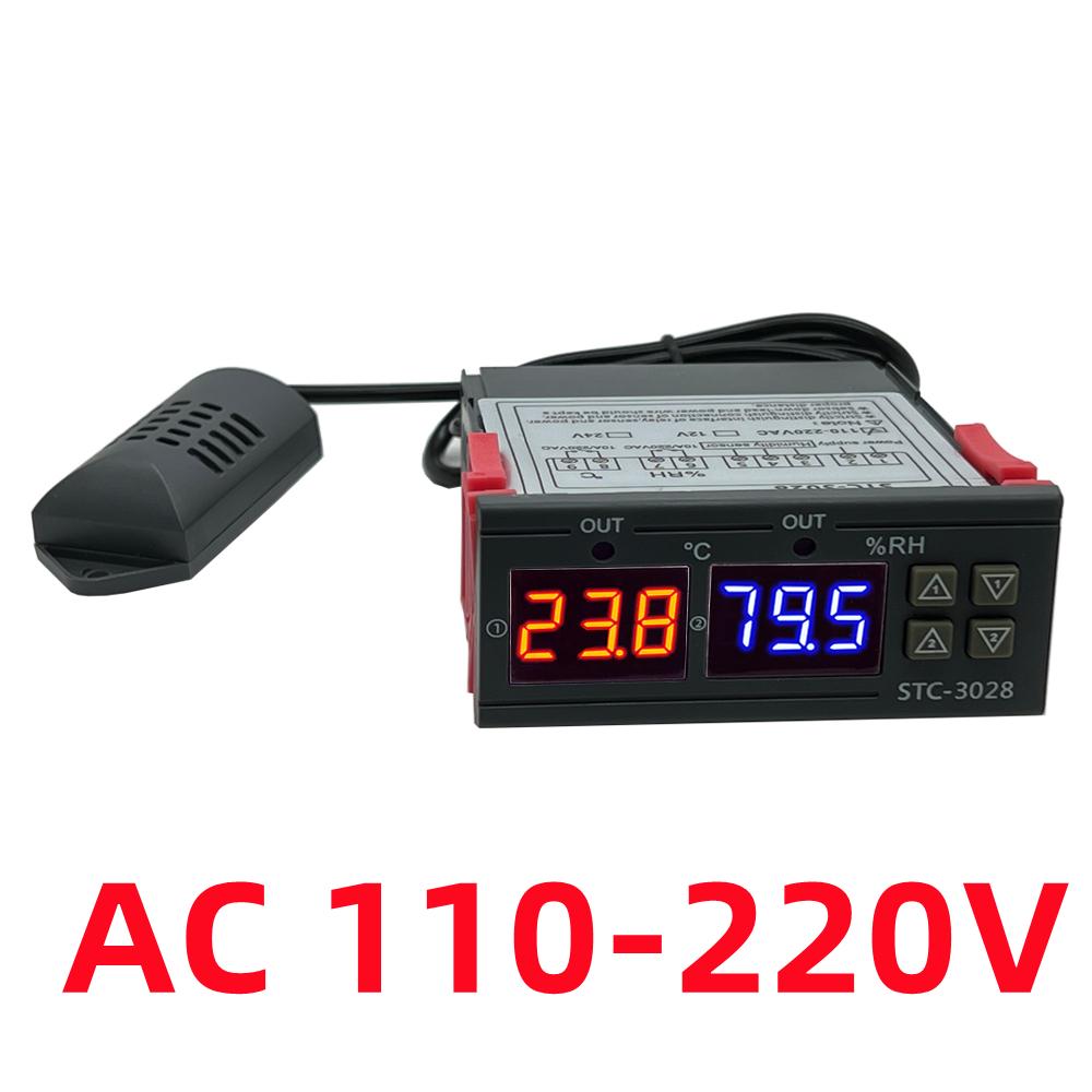 Dual Digital Thermostat Temperature Humidity Control STC-3028 Thermometer Hygrometer Incubator Controller AC 220V DC 12V 24V