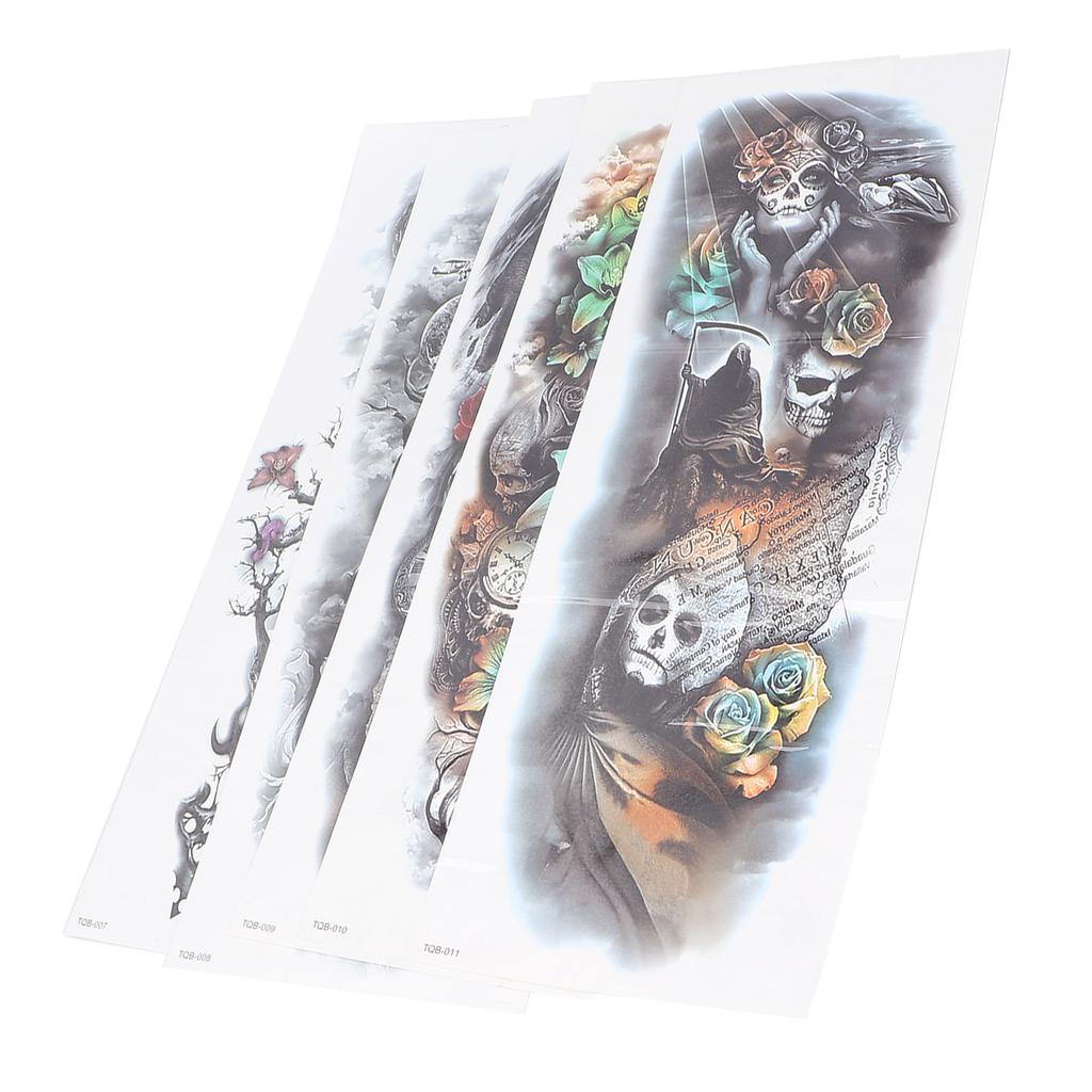 Водонепроницаемые временные татуировки, наклейки тату на всю руку, долговечные поддельные татуировки, 5 шт./набор