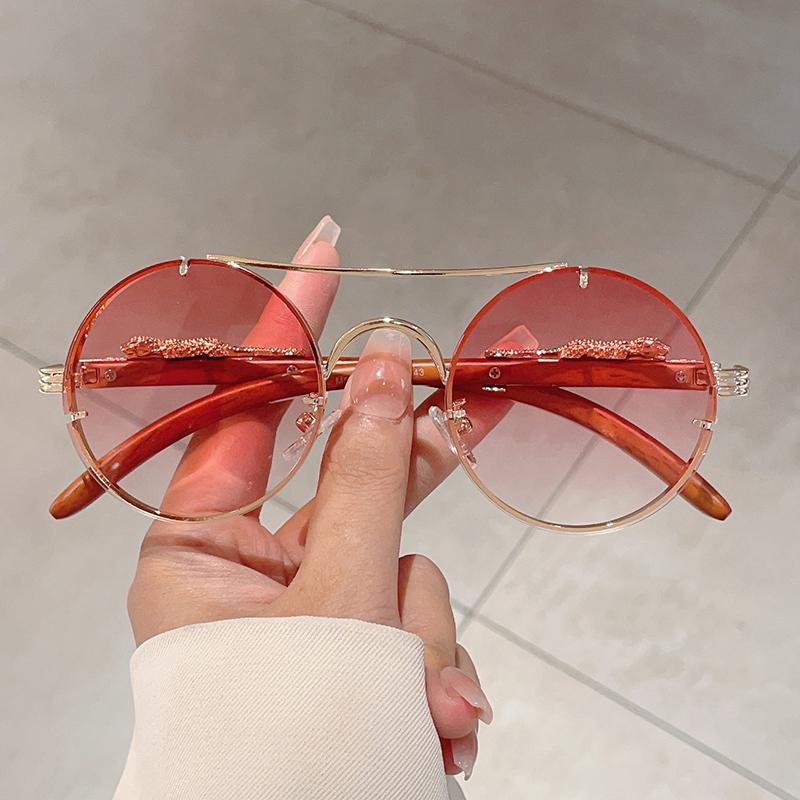 Винтажные круглые солнцезащитные очки  Новинка моды Оверсайз Градиентные Разноцветные Линзы Модный Дизайн Роскошного Бренда Солнцезащитные Очки