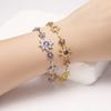 Luxury Sunflower Bracelet Fashion Shiny Rhinestone Bangle Pink Cubic Zirconia Chain  Wedding