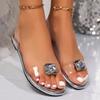 2024 Новые модные популярные женские сандалии прозрачные со стразами на низком каблуке однотонные женские туфли Zapatos