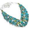 Copper Blue Turquoise,Peridot Gemstone Handmade 925 Silver Jewelry Necklace 18" JCN484-2