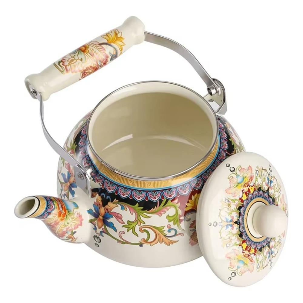 Чайник газовый в китайском стиле, эмалированный цветочным узором, эмалированный чайник, для газовой, индукционной плиты