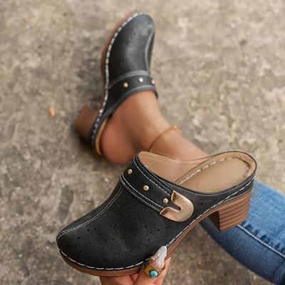 Женские тапочки Baotou на платформе с толстым каблуком, женские сандалии, увеличивающие рост, женские летние ретро-круглые мюли на толстой подошве