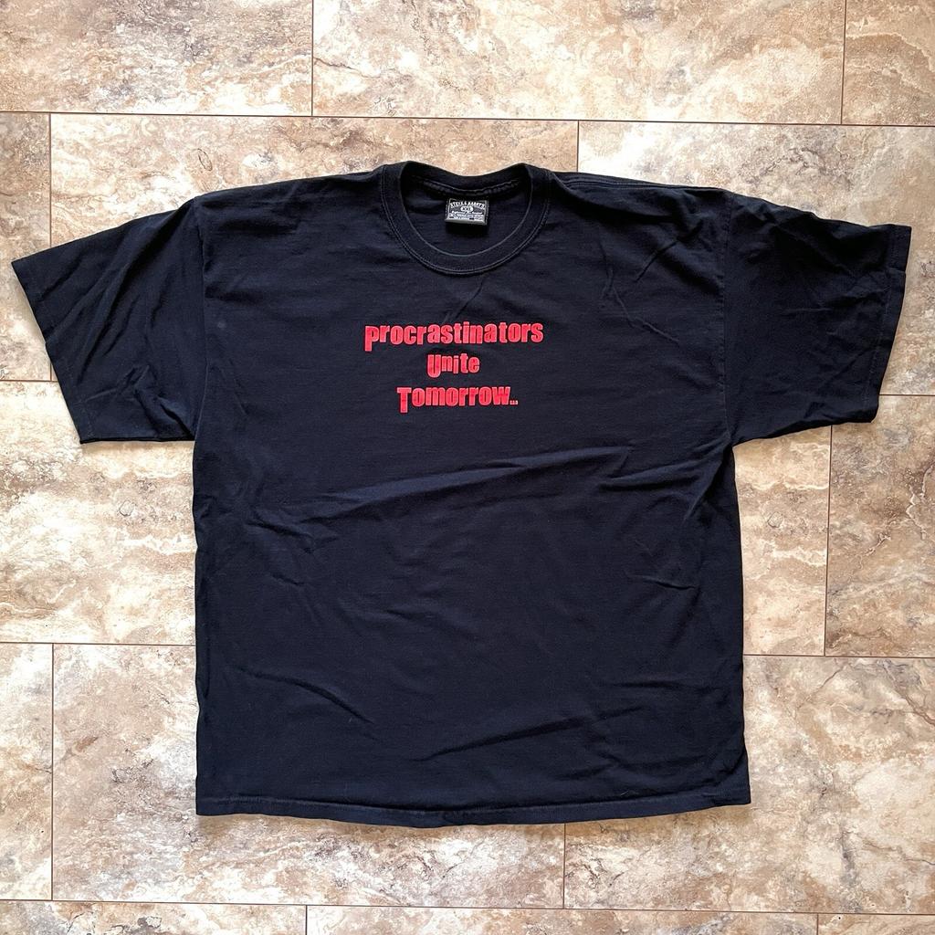 Y2K Steve & Barry’s T Shirt Procrastinators Unite Tomorrow Sz XXL 2XL Funny