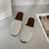Summer New Women Slip On Mules Shoes Fashion Cane Weave Ladies Sandal Shoes Square Low Heel Outdoor Casual Slipper