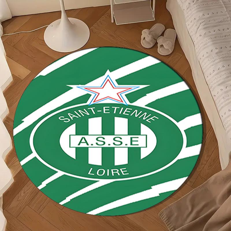1PC Green Saint-Etienne Football Round Rug for Livingroom,Bedroom, Palyroom, Chair Rug, Area rug, Circle Carpet, Large Size Fan Christmas gift