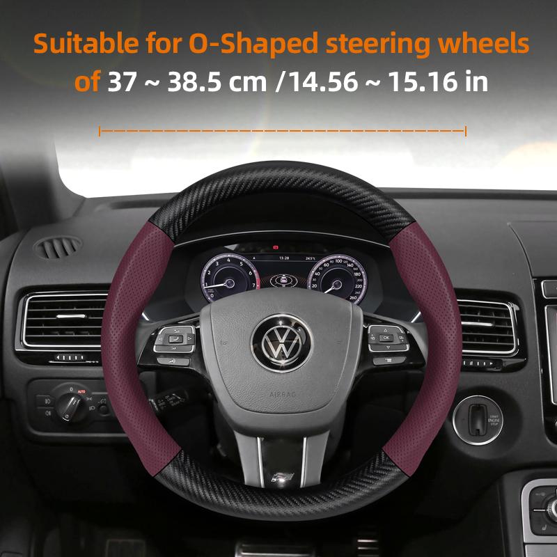 vcxja9 Suitable for Volkswagen Breathable Leather Matte Carbon Fiber Texture Steering Wheel Cover Suitable for Polo Golf 5 6 7 Gol Cc Passat B6 B8