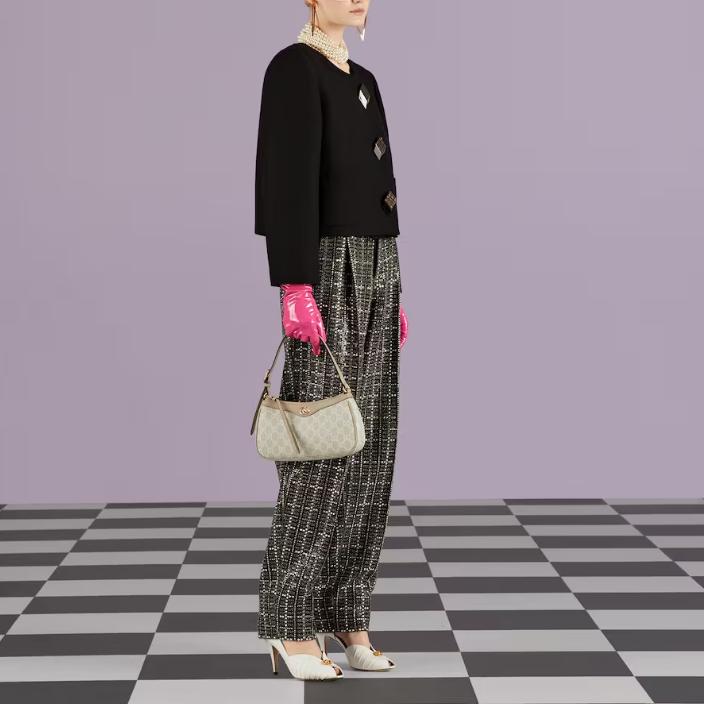 Gucci Сумка через плечо Ophidia Classic с переплетающимся логотипом G из канвы и кожи Женские сумки 735145-UULBG-9683