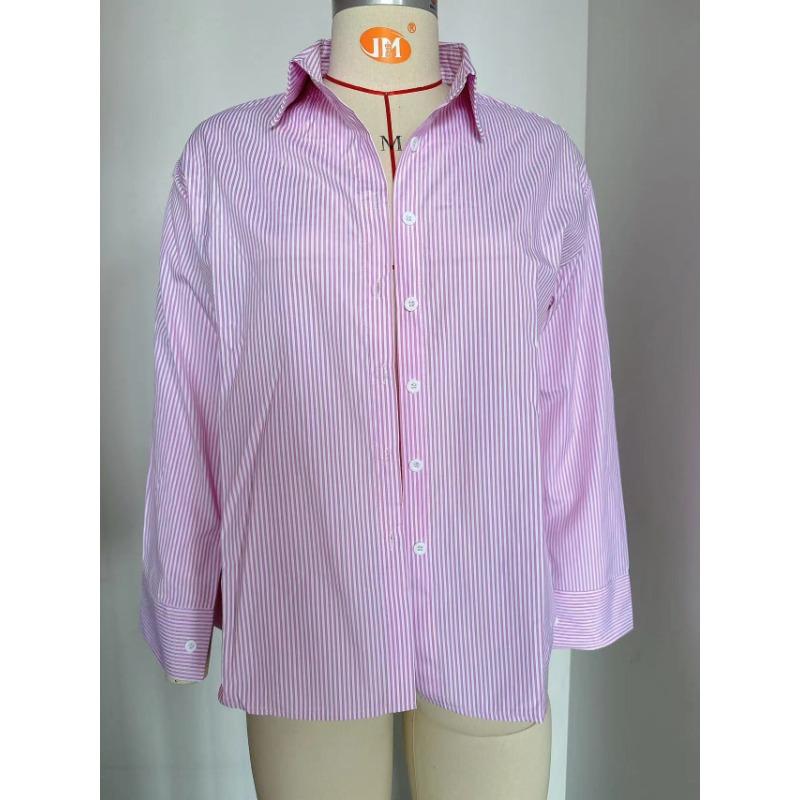 Женская свободная рубашка в полоску с длинными рукавами для поездок на работу и учебу на весну и осень