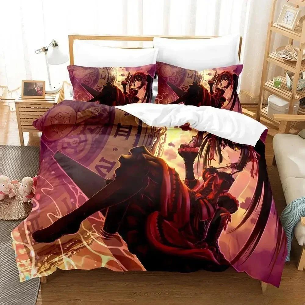 Новый комплект постельного белья Date A Live Tokisaki Kurumi Single Twin Full Queen King Size Bed Set Aldult Kid Bedroom Duvet cover Sets Anime