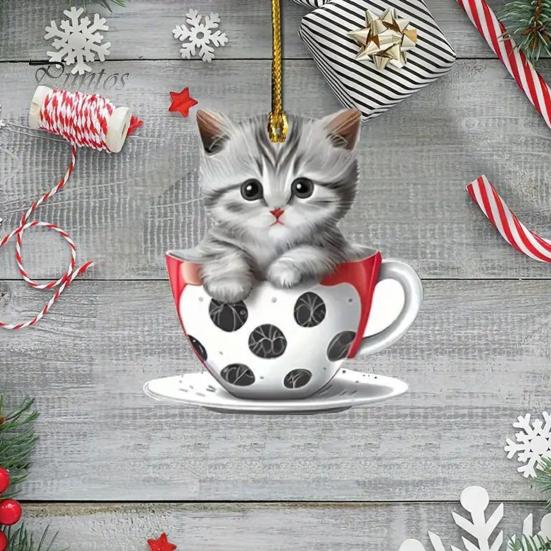 Bunny Christmas Ornaments Christmas Tree Ornaments Little Rabbit Pattern 2D Flat Acrylic Decorative Pendant Interior Rearview Mirror Hanging Ornament