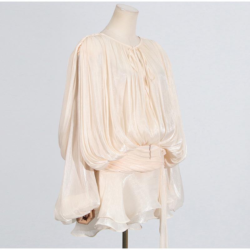 Элегантное женское платье на шнуровке, рукав-фонарик, V-образный вырез, свободное, мини, женские платья, однотонное, блестящее платье для леди