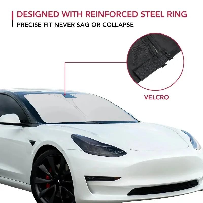 Windshield Sun Visor Foldable Sun Shade Cover for Tesla Model Y Juniper Model 3 Highland 2021-2025 Front Window UV Protection