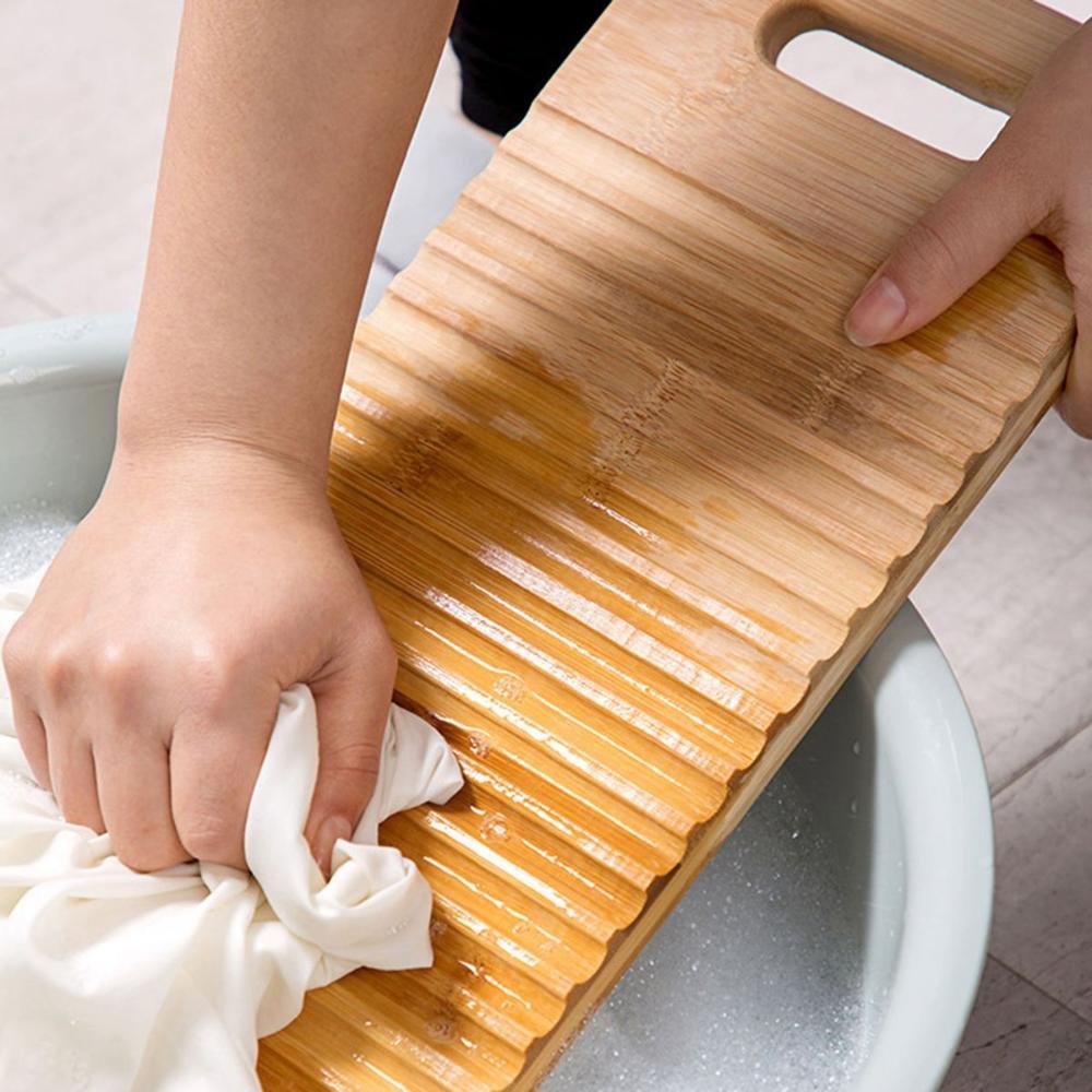 Главная Портативный бамбуковый утолщенный противоскользящий инструмент для чистки одежды Скрабборды Доска для стирки Стиральная доска