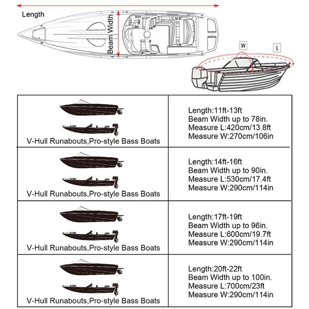 Чехол для лодки 11-22 фута, V-образный пылезащитный чехол для яхты, непромокаемый чехол для лодки, солнцезащитный крем, тафта 190T
