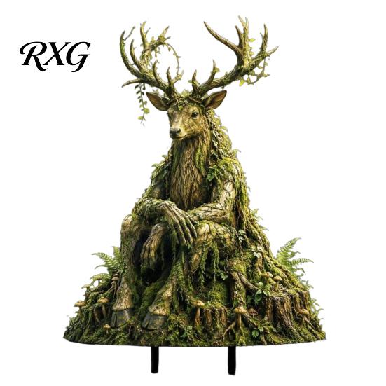 Fairy Garden Accessories Woodland Spirit Stake, Forest Animal Yard Decor, 3D Rustic Lover Gifts Statue for Patio Planter & Outdoor Display Storybook