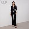 Xiangchunniao Women's High-End Black & White V-Neck Suit: Elegant Professional Trousers Set