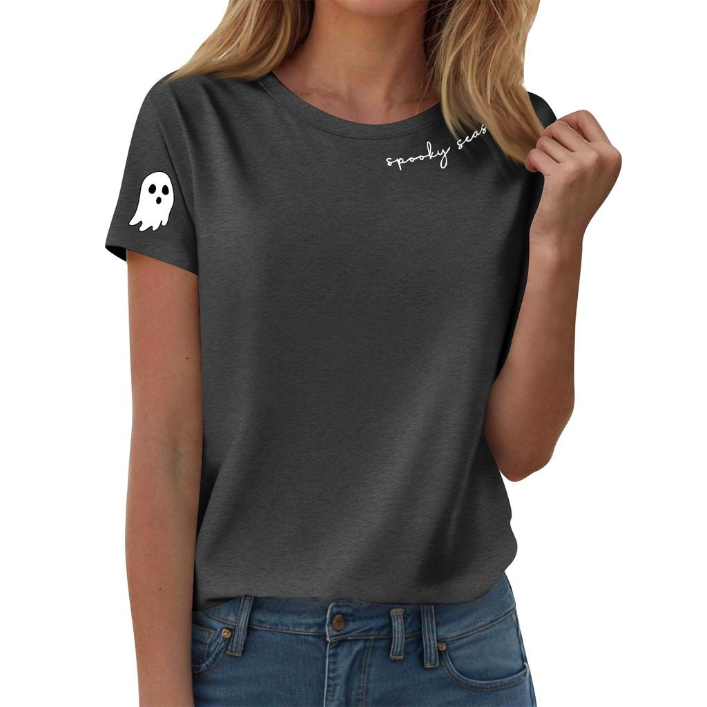 Женские футболки, Женские топы с коротким рукавом, Летняя мода, Повседневные стильные футболки с круглым вырезом, Туники