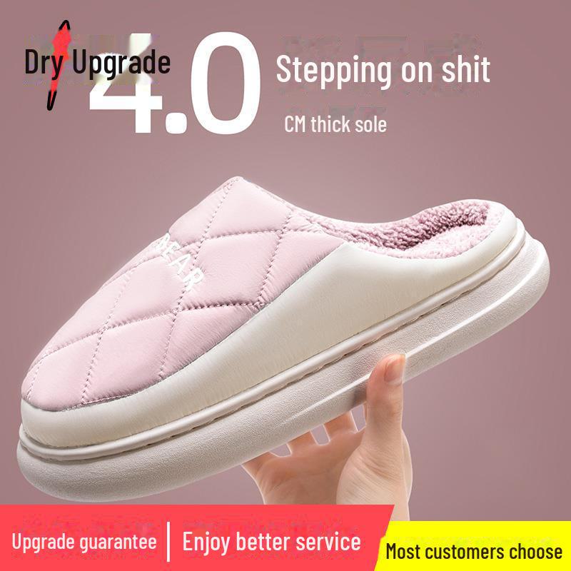 Водонепроницаемые нескользящие хлопковые зимние тапочки для пар - теплая домашняя обувь для женщин