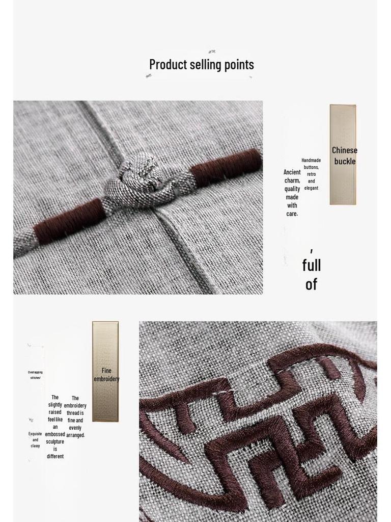 Мужской костюм Тан из хлопка и льна - летний наряд в китайском стиле с короткими рукавами для людей среднего и пожилого возраста