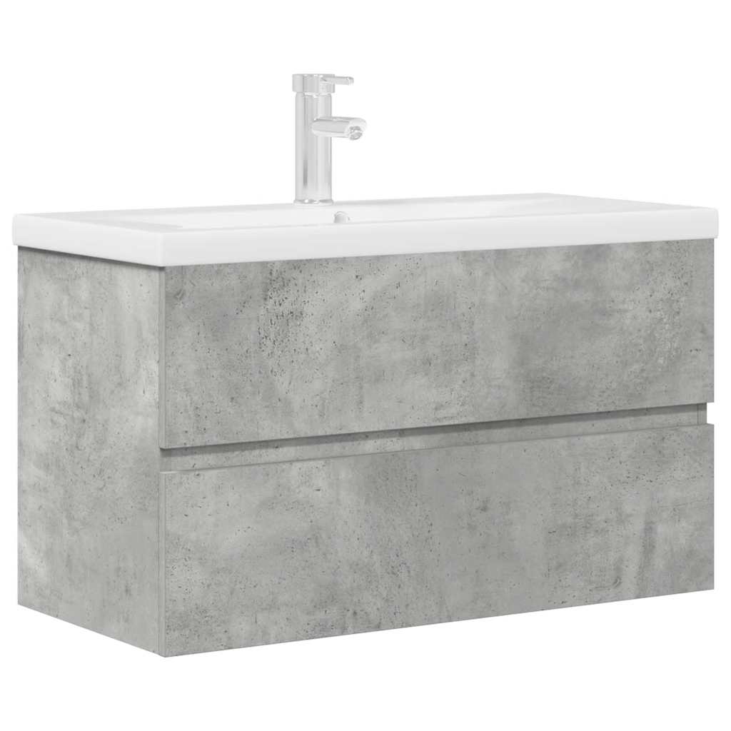 2 Piece Bathroom Furniture Set Concrete Grey Particleboard
