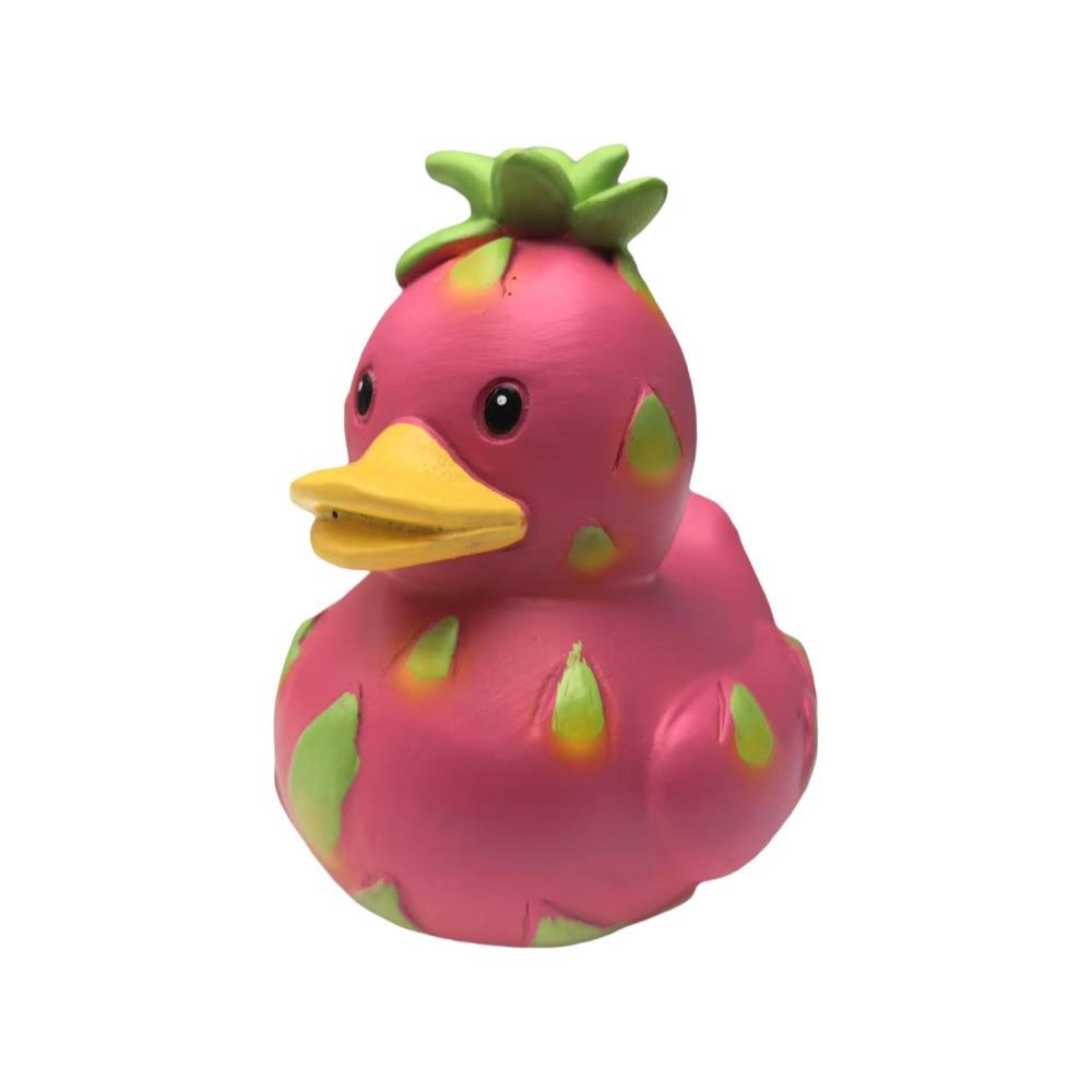 Cute Cartoon Watermelon Duck Statue Funny Decorative Dragon Fruit Duck Figurine Mini Resin Duck Ornament Home Decoration