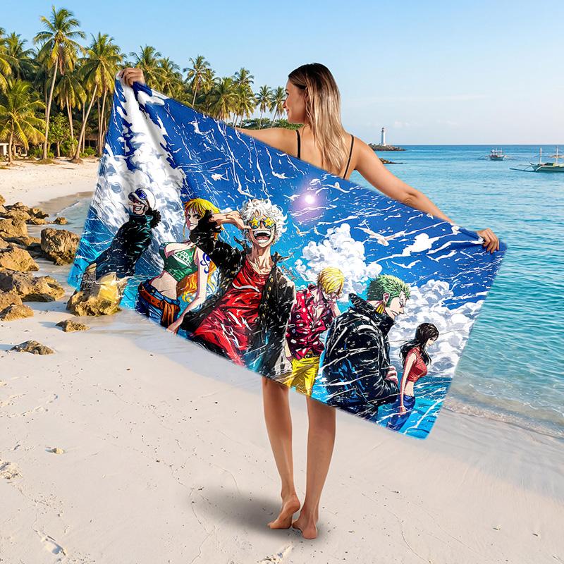 One Piece Printed Swim Towel, Portable Water Absorbent Towel for Beach Camping Daily Bathroom Use