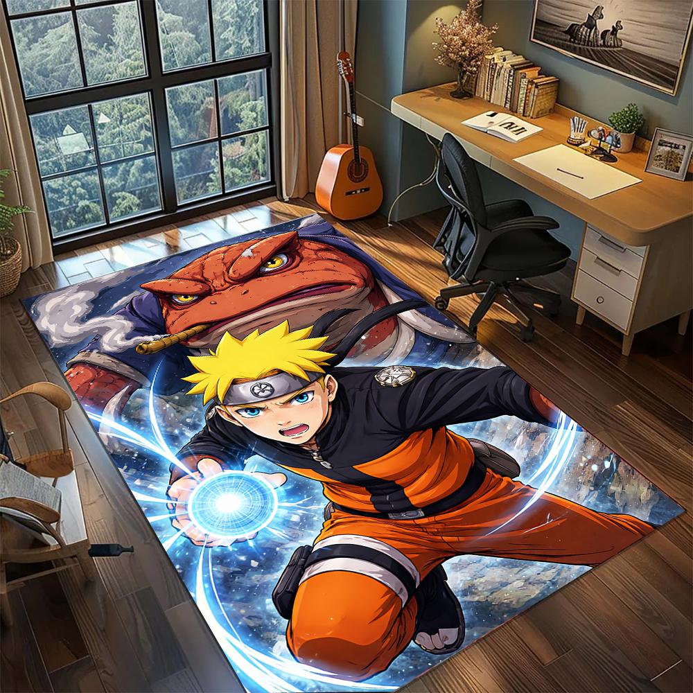 Hidden Leaf Hero Naruto Wind Style Jutsu Rug Carpet Large Area Rug Non Slip Washable Floor Mat Gamer Room Bedroom Home Decor
