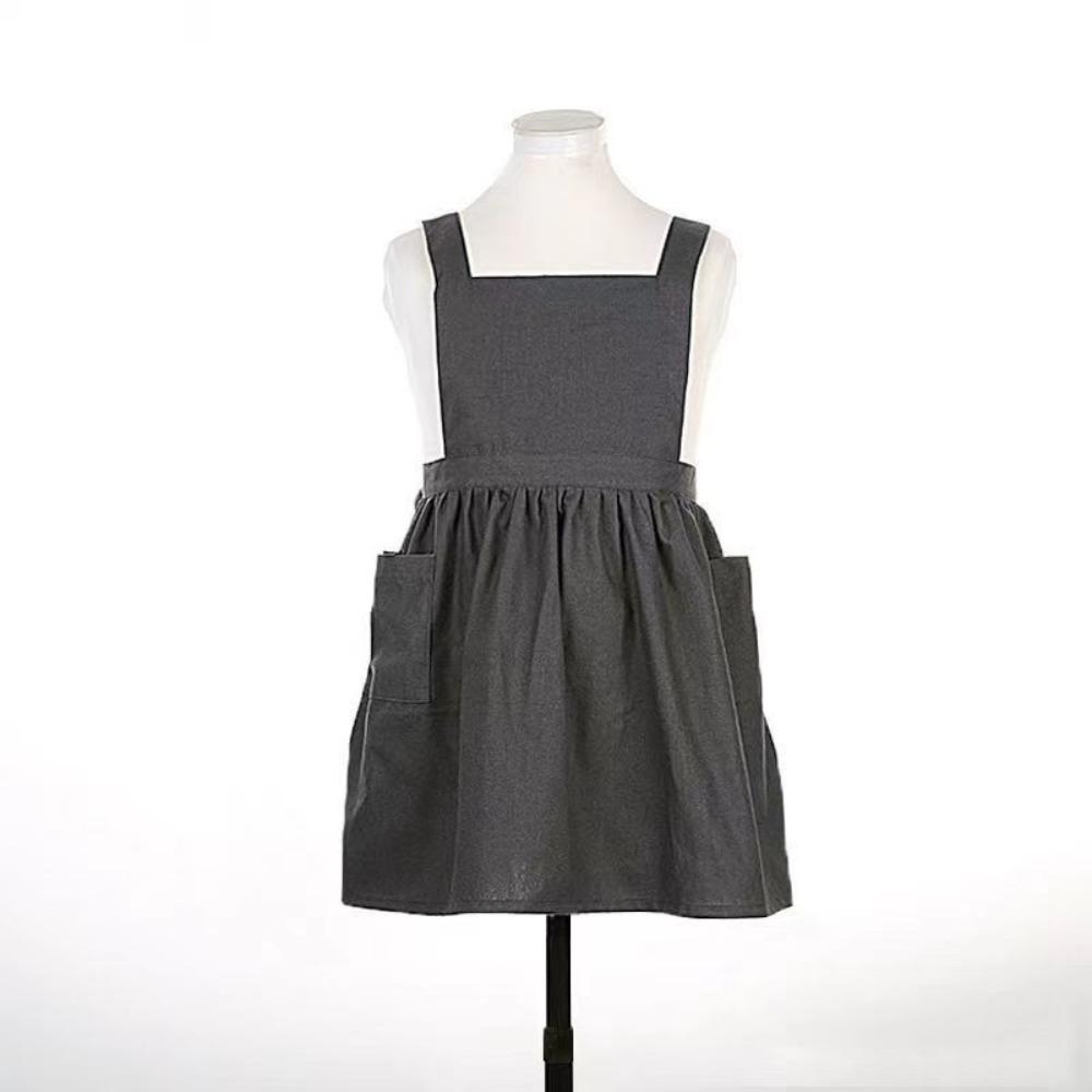 Кавайное детское платье-фартук в японском стиле, хлопковое, однотонное, кофейное, с мягкой перекрестной спинкой, садовые комбинезоны для рисования, выпечки