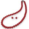 Коралловое ожерелье синтетическое 42 см серьги бонусный набор кроваво-красное коралловое ожерелье [B-стиль] (8 мм/42 см/Прозрачные серьги)