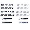 Glossy Black ABS Alphanumeric Badge for BMW E63 E64 F06 F12 F13 G32 - 630i 630d 640i 640d XDrive SDrive - Bright Silver Car Embl