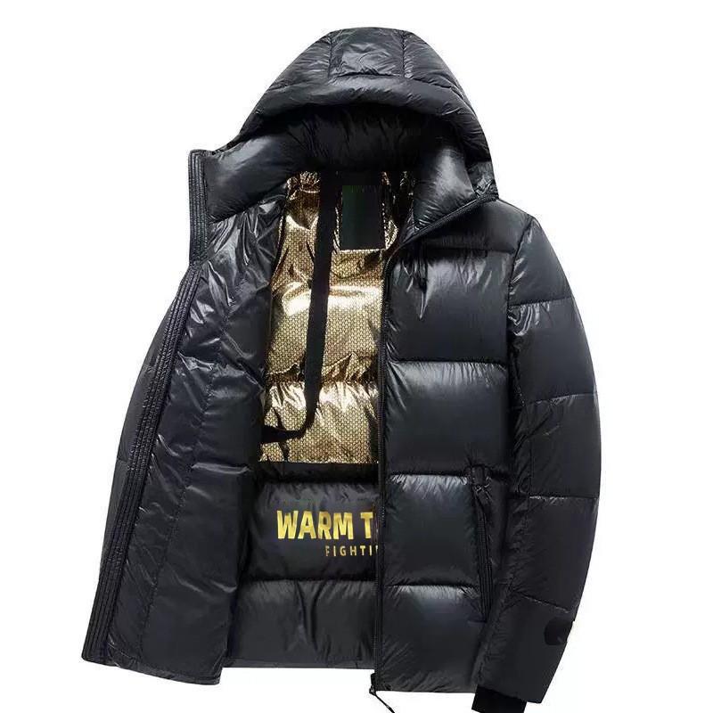 Mens Winter Puffer Coat Black Thickened Cotton Jacket Couple Style Warm Outdoor Wear