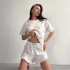 Summer Women's Cotton Pajamas Homewear Suit Girls Short-Sleeved Ruffled Shorts Sexy Leisure Can Be Worn Outside Homewear