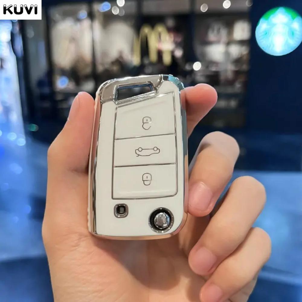 Кожаный чехол для автомобильного ключа из ТПУ, защитная сумка для VW Volkswagen Golf 7 MK7 Tiguan MK2 SEAT Ateca Leon FR 2 Ibiza для Skoda Octavia A7